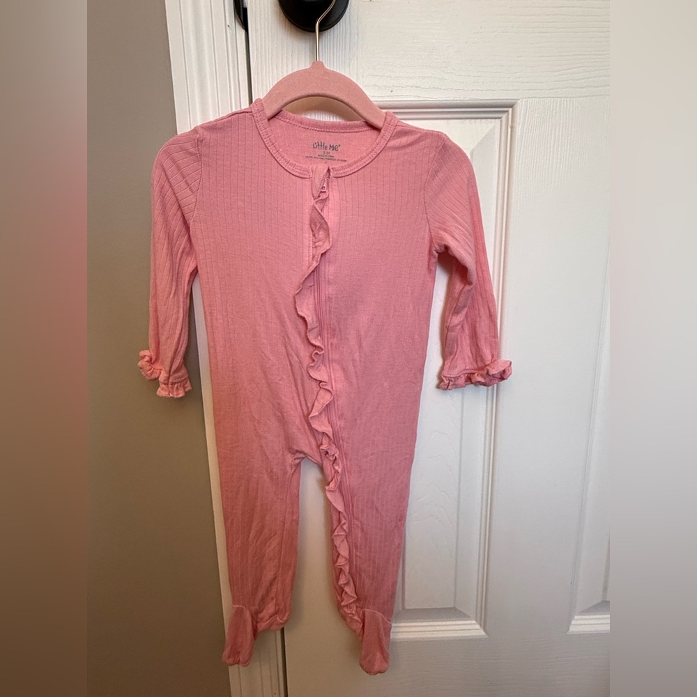 Little Me Pink Ruffled Footie